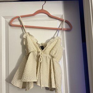 White Cider Ruffled Tank